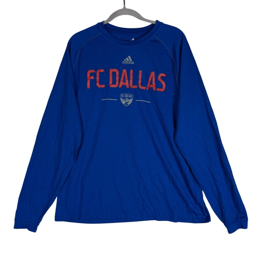 FC‎ Dallas Shirt Mens Large Blue MLS Soccer Adidas Long Sleeve Climalite